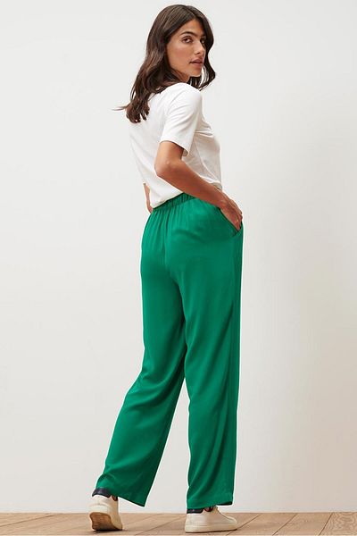 Tchibo Women Regular Fit Plain Palazzo Pants, Green