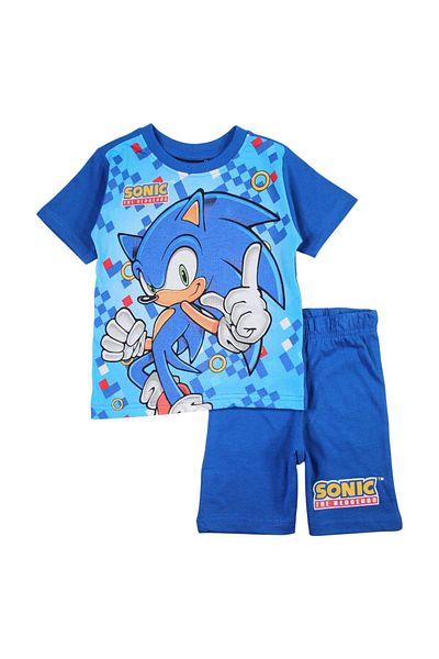 Sonic Children's short-sleeved pajamas, 100% cotton, multicolor, Happy, Sonic