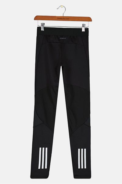 adidas بنطال رياضي بشعار العلامة التجارية للبنات، أسود