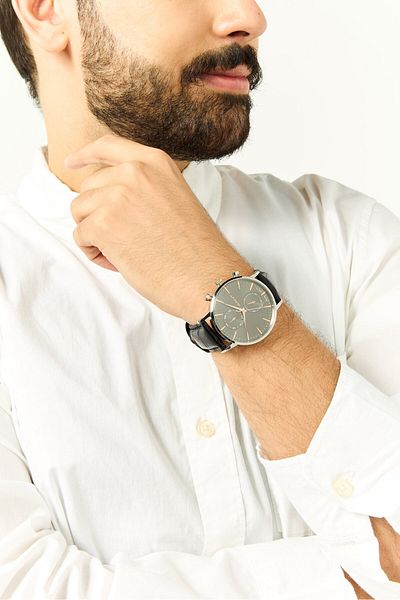 Gant Men G GWW11202 Analog Leather Watch 44 mm, Black