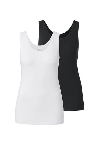 Tchibo Women 2 Pcs Solid Sleeveless Tank Top, Black/White