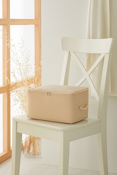 Ocean Home Textile 3 τεμάχια μικρού μεγέθους μπεζ ψαροκόκαλο κάτω από το βαλίτσα Βαλίτσα Organizer Θήκη 30x22x18