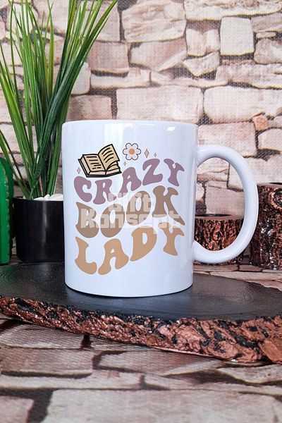 giftkonsept Crazy Book Lady Themed Book Lover Women Gift Printed Tea Coffee Presentation Mug Cup