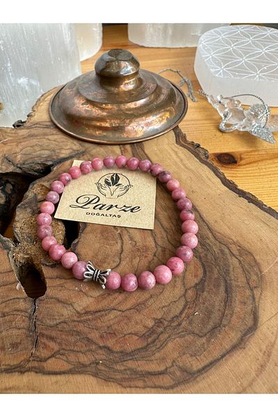 parze doğaltaş Rodonite Natural Stone Bracelet 6 mm Silver Material