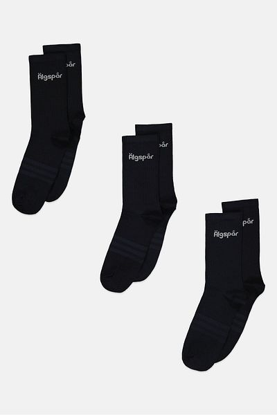 Algspar Men 3 Pair Brand Logo Crew Socks, Navy