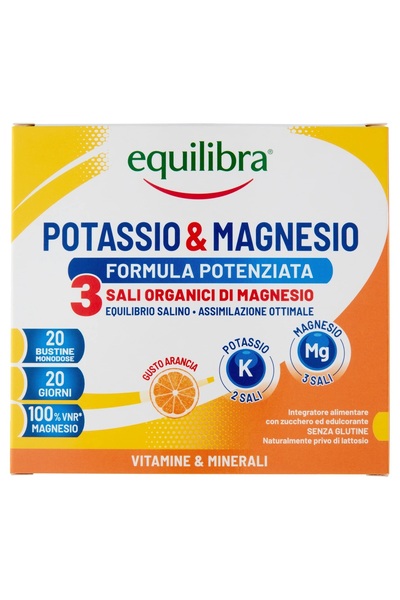 Equilibra Potassium & Magnesium 3, Potent Formula, for Electrolyte Balance, 20 Sachets, EQUILIBRA