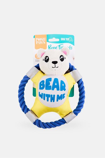 Posh Paws Bear With Me Rope Disc, Multicolor