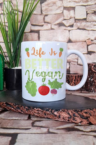 giftkonsept Life Is Better Vegan Gift Printed Tea Coffee Presentation Mug Cup