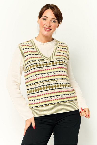 Scotch & Soda Women V-Neck Sleeveless Crochet Vest Sweater, Multicolor
