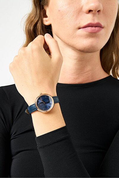 FURLA Women WW00005004L3 Leather Analog Watch 32 mm, Navy