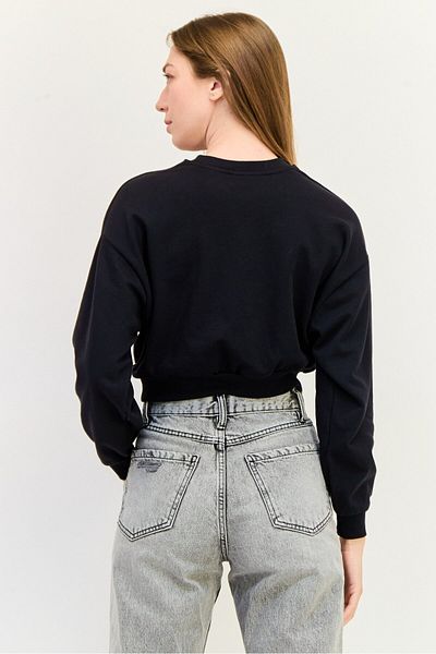 Levi's Women Crew Neck Graphic Print Long Sleeve Sweatshirt, Black