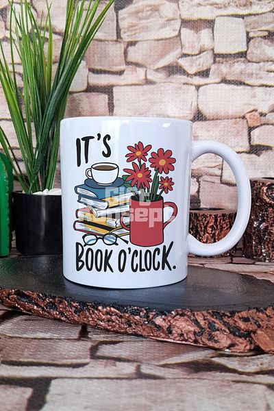giftkonsept Its Book O'Clock Written Book Reading Time Motto Gift Printed Tea Coffee Presentation Mug Cup