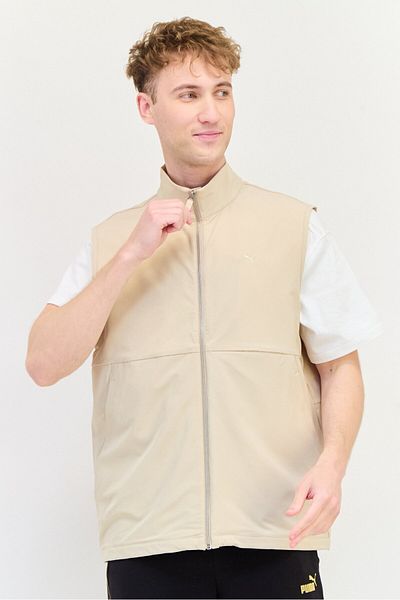 Puma Men Sportswear Fit Embroidered Logo Outdoor Vest Jacket, Beige