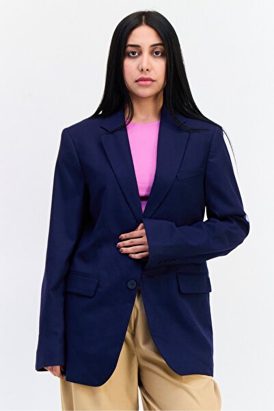 Esprit Women Oversized Fit Plain Semi Formal Blazer, Navy