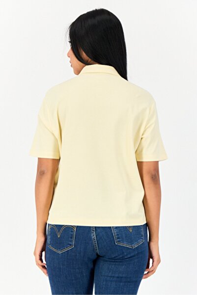Giordano Women Regular Fit Plain Short Sleeve Polo Shirt, Light Yellow