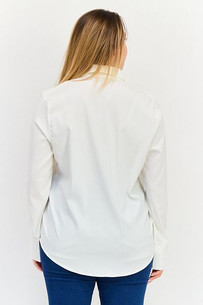 Bebe Women Regular Fit Solid Long Sleeves Shirt, Off white
