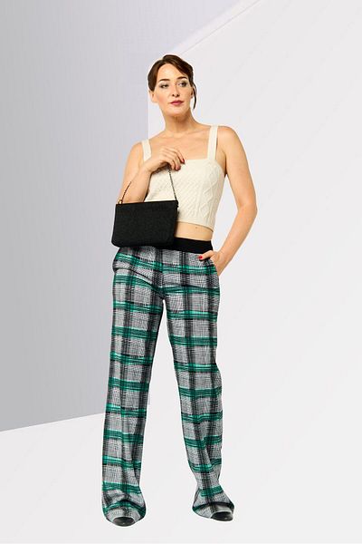 Harmont & Blaine Women Plaid Wide Leg Pants, Multicolor