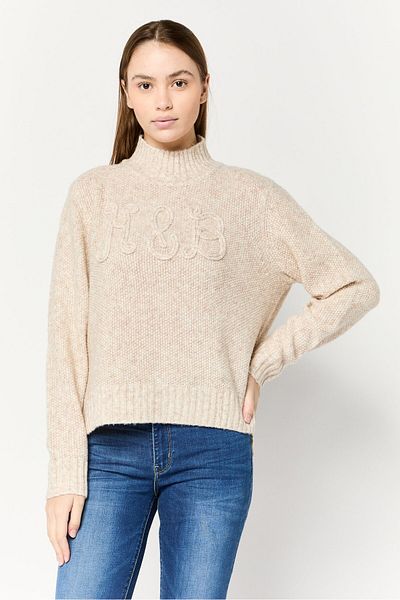 Harmont & Blaine Women Crew Neck Knitted Sweater, Beige