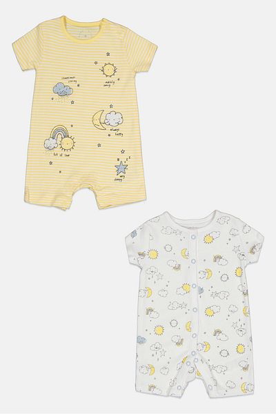 MOTHERCARE Toddlers Girl 2 Pieces Allover Print Romper, Multicolor