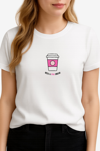FANA Women's White T-Shirt - Minimal Coffee Printed Summer T-Shirt