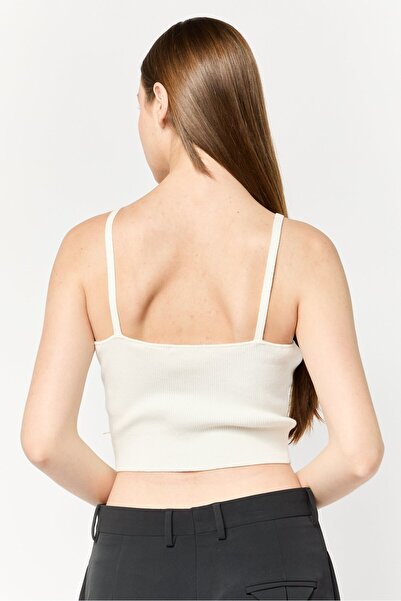 Scotch & Soda Women V-Neck Sleeveless Ribbed Tank Top, Off White