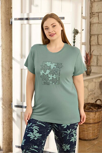 Aydoğan Women's Plus Size Viscose Capri Pajama Set
