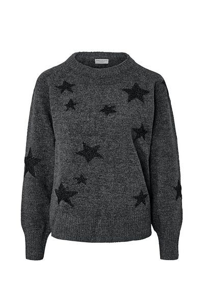 Tchibo Women Round Neck Knitted Sweater, Grey