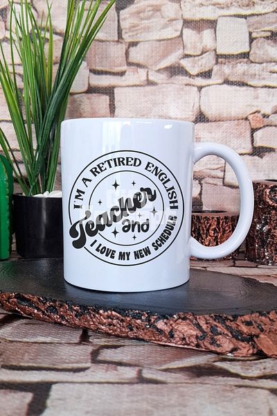 giftkonsept Retired English Teacher Love Schedule Printed English Teacher Gift Printed Mug Cup