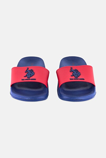 U.S. Polo Assn. Men Rubber Brand Logo Slip On Slide, Multicolor