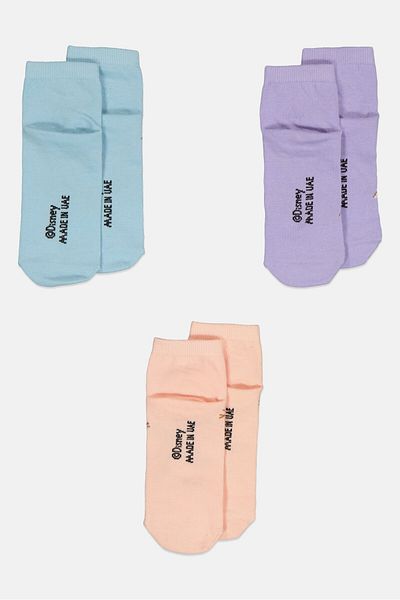 Disney Kids Girl 3 Pairs Graphic Print Socks, Multicolor