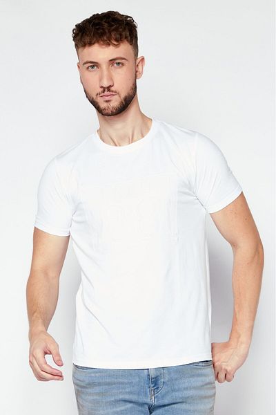 Cerruti 1881 Men Round Neck Short Sleeve Brand Logo T-Shirts, White