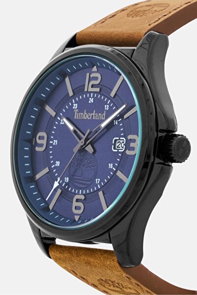 Timberland Men TDWGB2183004 Leather Analog Watch 46 mm, Brown