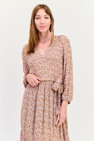 GAP Women Allover Print Belted Midi Dress, Multicolor