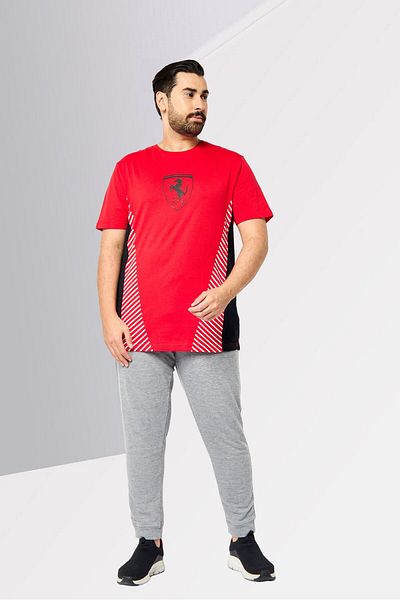 Scuderia Ferrari Men Sportswear Fit Short Sleeves Outdoor T-Shirt, Multicolor