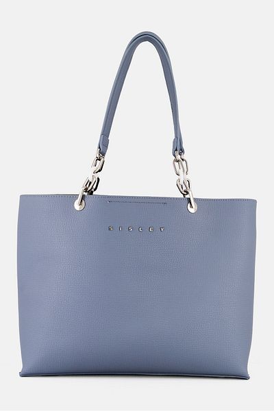 Sisley Women Brand Logo Shoulder Bag, Stone Blue