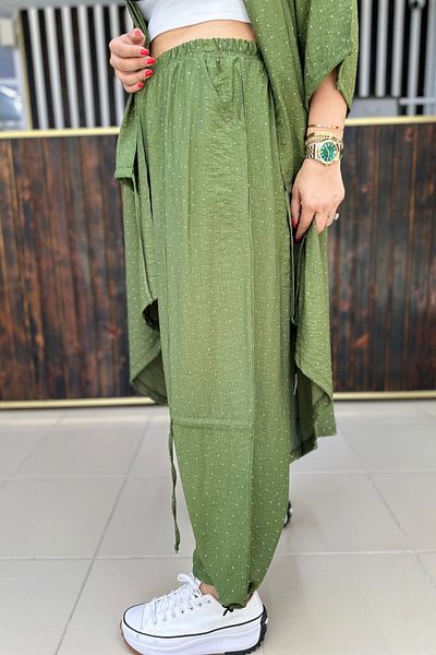 GÖKSEL Full Stone Pants Green Large Size