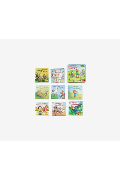 Tchibo Books Pixis Best Easter Tin, Orange and Blue and Green