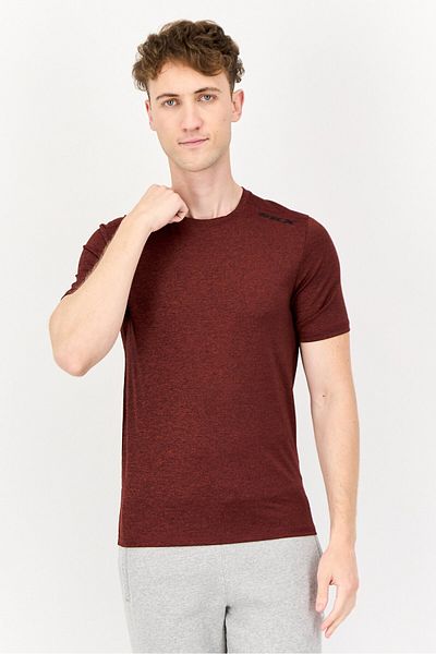 SKECHERS Men Sportswear Fit Short Sleeves Training T-Shirt, Dark Rust