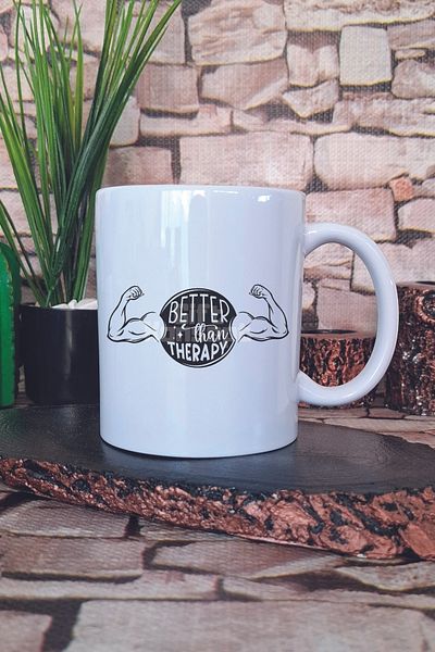 giftkonsept Better Than Therapy Written Gym Sports Therapy Fitness Gift Printed Tea Coffee Presentation Mug Cup