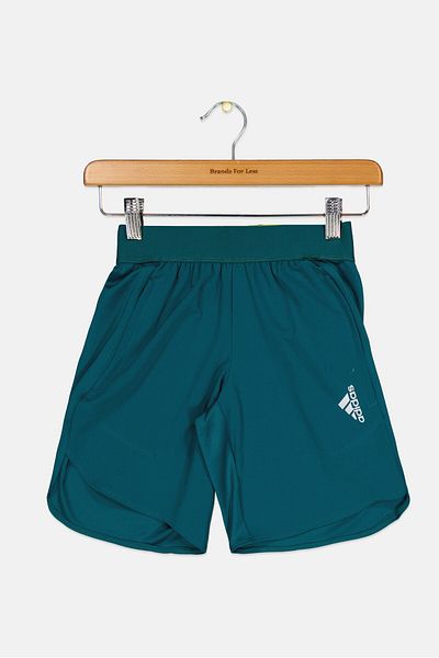 adidas Kids Boy Brand Logo Running Shorts, Teal Green