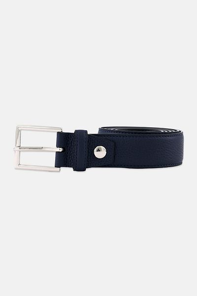 Cerruti 1881 Men Pin Buckle Leather Belt, Navy