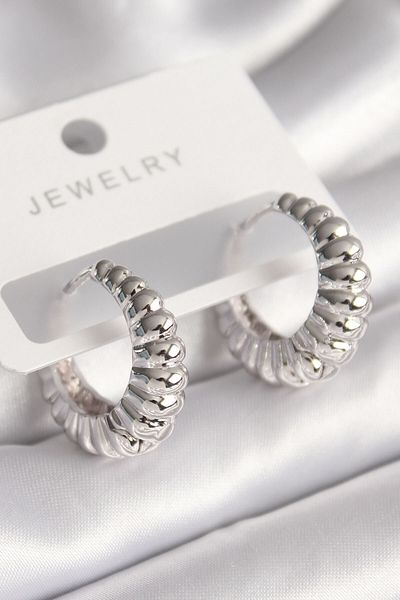 MBB ETİCARET Brass Silver Color Spiral Hoop Model Women's Earrings - TJ-BKP8680