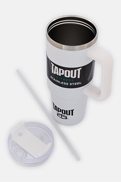 Tapout Fitness Stainless Steel Vacuum Insulated Tumbler With Straw 900ml, White