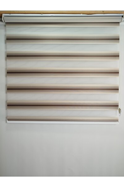 MEKSTOR Geçişli Pileli Kahverengi-Bej Zebra Perde - Alüminyum Sistem ( Ev & O...