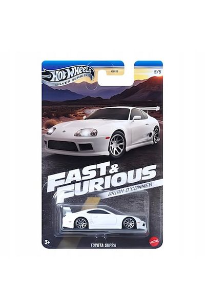 HOT WHEELS Mașină metalică Toyota Supra Brian O'Conner Fast and Furious, seria argintie 2024, albă, 1:64