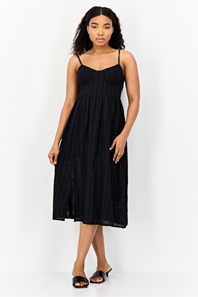 Brave Soul فستان ميدي كاجوال نسائي منقوش، أسود