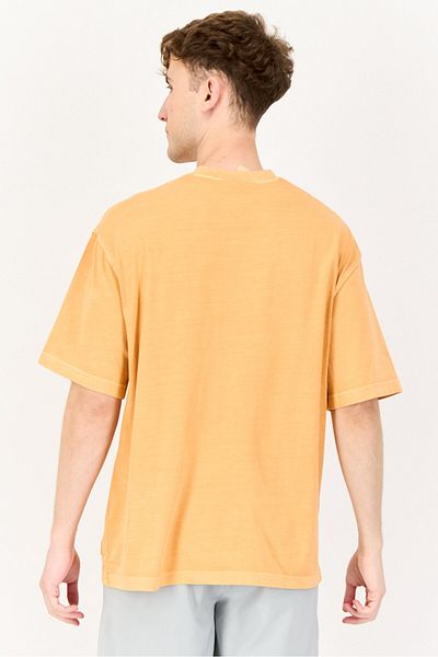 Reebok Men Sportswear Fit Brand Logo Short Sleeves Outdoor T-Shirt, Orange