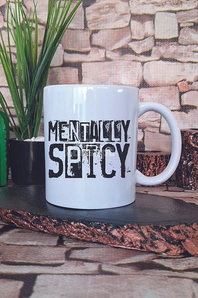 giftkonsept Mentally Spicy Printed Funny Humorous Personality Gift Printed Tea Coffee Presentation Mug Cup