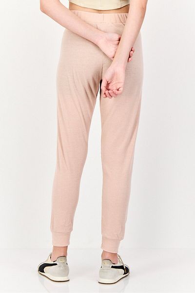 Brave Soul Women Regular Fit Textured Jogger Pants, Rose Blush