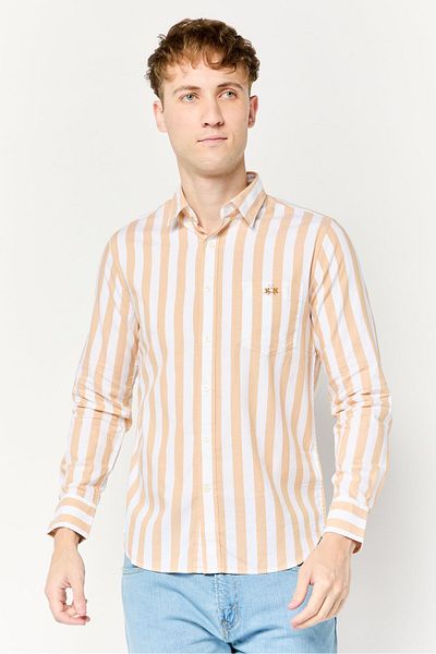 La Martina Men Regular Fit Stripe Long Sleeves Casual Shirt, Multicolor